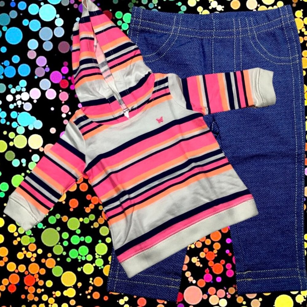 NWT Carter’s Baby 3M Sweatshirt Hoodie Hooded Sweatshirt Pant Set NEW Pink Blue